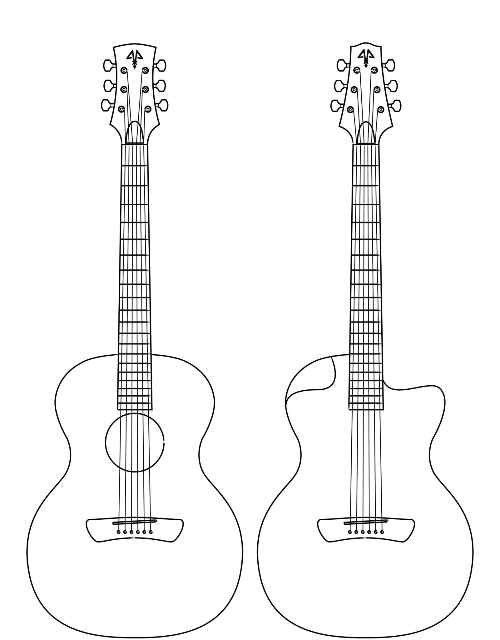 Modèle de guitare acoustique Auditorium avec ouïe central ou latéral