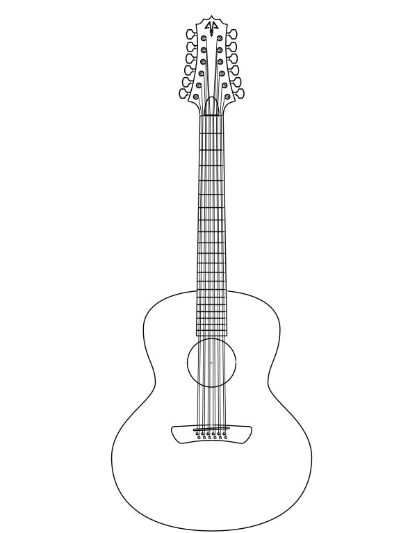 Modèle de guitare acoustique Jumbo 12 cordes