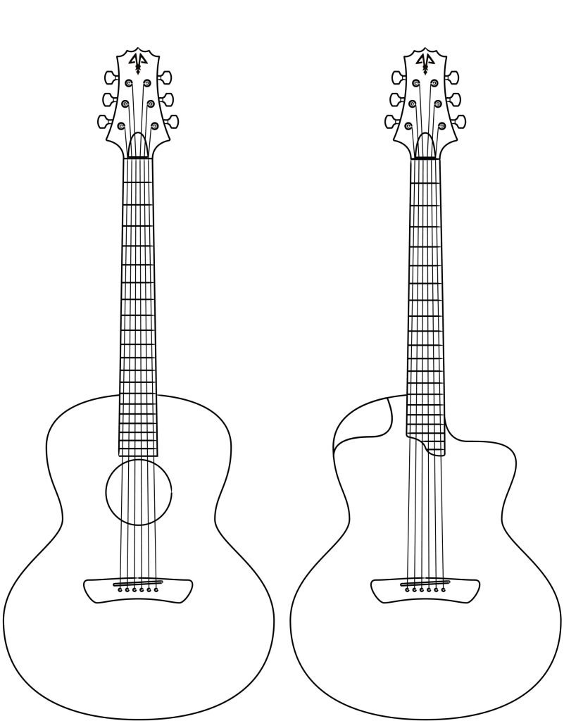 Modèle de guitare acoustique Jumbo avec ouïe central ou latéral